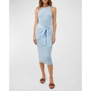 Veronica Beard Women's Odeon Rib Knit Wrap Waist Midi Dress Sleeveless Small